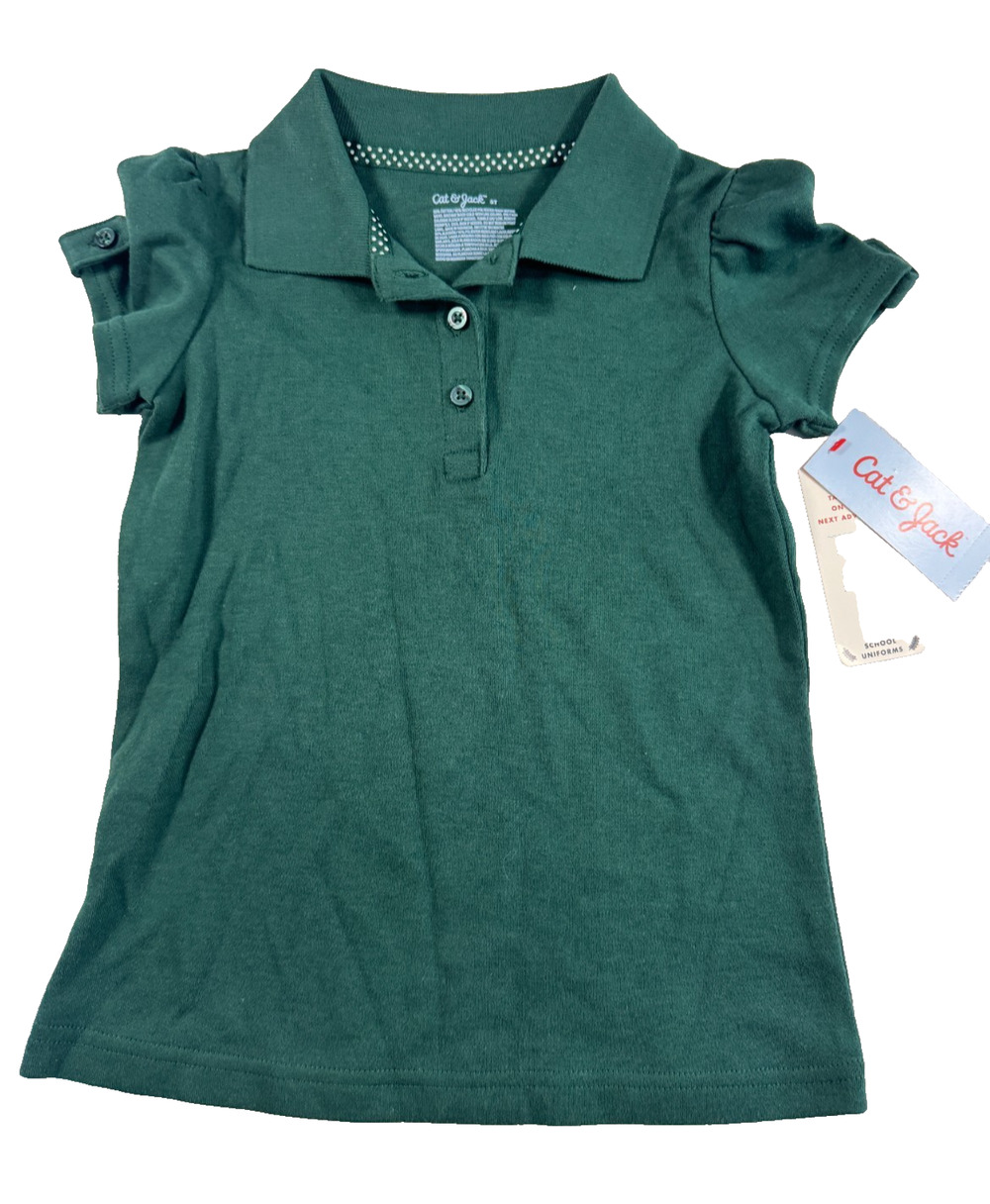 Cat & Jack Toddler Girls' Short Sleeve Interlock Uniform Polo Shirt Size 5T NWT